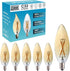 6 Pack E12 Bulb 20 2W B10 C32 Bulbs, 2200K Bulbs Candelabra LED Watt Equivalent, LED Filament Candle Light Type B Amber