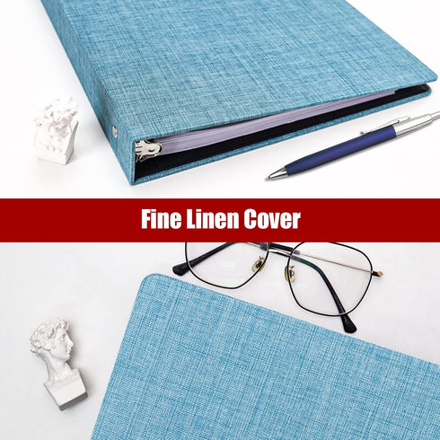 Vienrose 3 Ring Binder (Blue) - 1 Inch Round Rings, Durable Binder with Linen Cover Holds 8.5" x 11" Paper for School