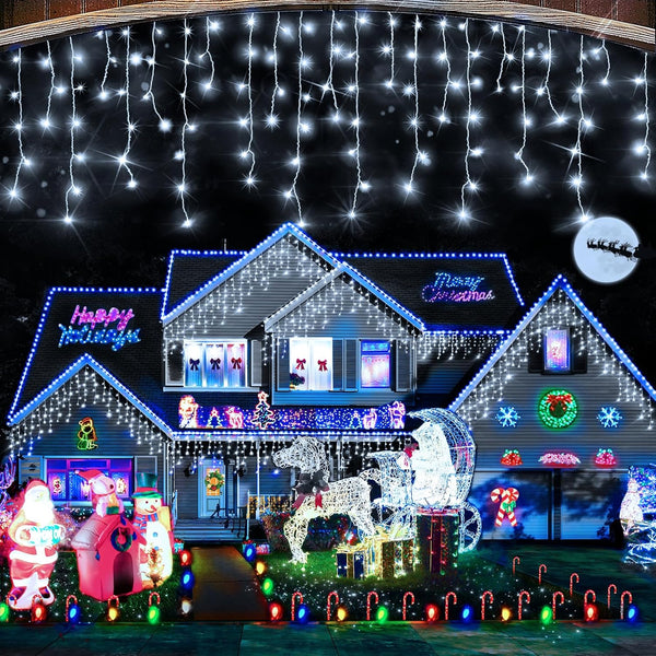 Hezbjiti Christmas Lights Outdoor , 400LED 33FT LED Icicle Lights 8 Modes