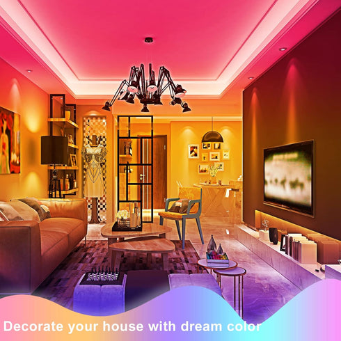 APSPOW 100ft, LED Strip Lights Bluetooth and APP Control, Multicolor RGB Light Strips, Music Sync Color Changing