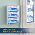(3-Tier) NiHome Multi-Tier Clear Acrylic Wall Mount Glove Box Holder Tissue Box Dispenser for Kitchen, Bathroom