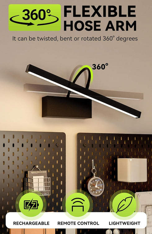 16 inch Dimming Picture Lights for Wall Battery Operated, Art Lighting for Paintings, Wireless Rechargeable Gallery