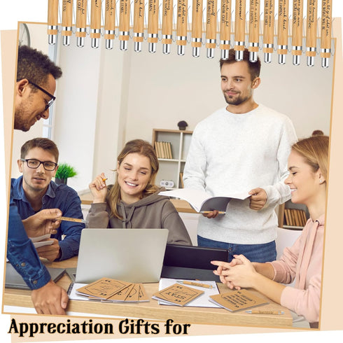 Fulmoon 200 Pcs Employee Christmas Appreciation Gifts, Bulk Kraft Inspirational Notebook, Motivational Bamboo Pen
