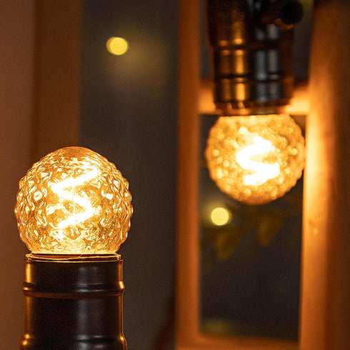 E26 Low Watt LED Amber Light Bulbs, 10W, 1W Mini Globe Edison, 2200K Warm White, 2 Pcs