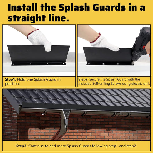 4 Pack 10 Inch Aluminum Gutter Valley Splash Guard, Grey for Valley, Corner, or Straight