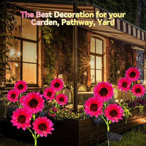 KAIVESEA 3 Pack Solar Garden Flowers Lights Outdoor Waterproof Sunflower Solar Lights for Yard Decorations Garden Decor