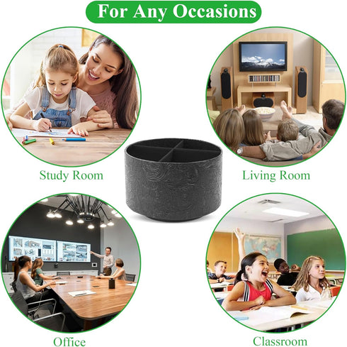 lizimandu Round Leather Art Supply Organizer, 360 Degree Spinning Pencil Holder, Multi-Functional Desktop Stationary