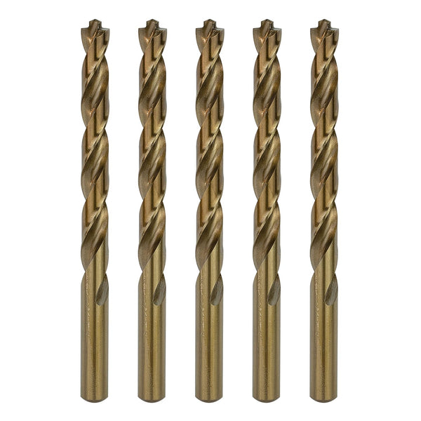3/8 Inch Cobalt Drill Bits – 5pcs M35 Cobalt Metal Drill Bit Set, Heavy-Duty Pilot Point Bits for Steel, Hard Metal