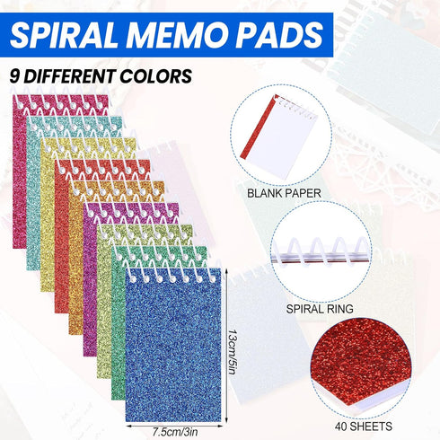 Geyee 45 Pcs Bulk Prism Small Notepad Pocket Notepad Christmas Glitter Mini Notebooks for Kids Party Favors Spiral Notepad Tiny Notepad Memo School Prizes, Bag Stuffer, Gift(3 x 5 Inch) by Geyee