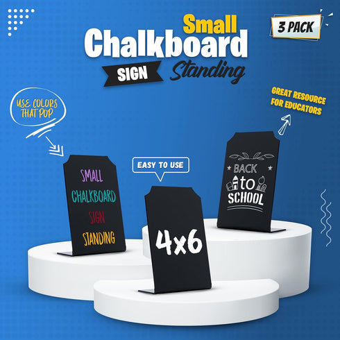 Small Chalkboard Sign for Food Tabletop, Acrylic Board, 4 x 6 Size, Mini Blackboard with Stand