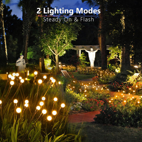 4 Pack 32 2 BrizLabs Solar Garden Lights, LED Solar Powered Firefly Lights, Modes Swaying Light, Waterproof Globe