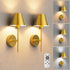 VOLISUN 17In Battery Operated Wall Sconces Set of Two,Brushed Gold Wall Sconce