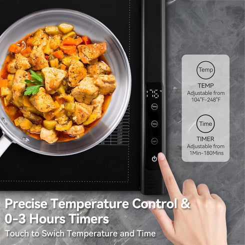 17 Setting, 3 10s, Countertop Food Warming Mat for food, Electric Warming Tray with Temp Hours Timer, Full-Surface Heat