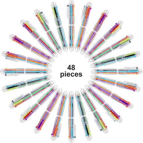 IHPUKIDI 48 Pack 0.5mm 6-in-1 Multicolor Ballpoint Pen - Retractable Pens for Office School Supplies Students Gift