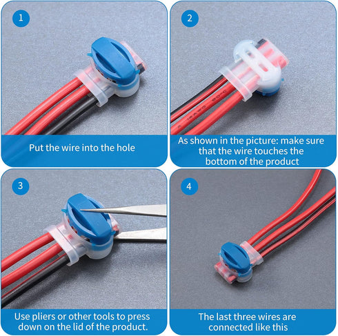 TOODOO 180 Pieces 3 Way Wire Connectors, Electrical IDC 314-box, Self-Stripping Pigtail Connectors for 22-14 AWG Cables