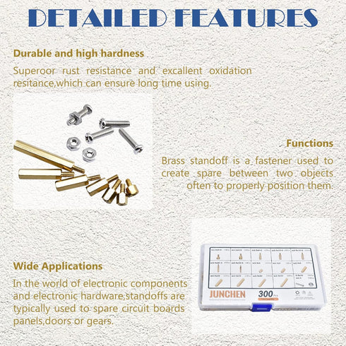 M2.5 Male Female Brass Hex Spacers & Standoffs - 300pcs Motherboard Standoffs and Screws Nuts Assortment Kit