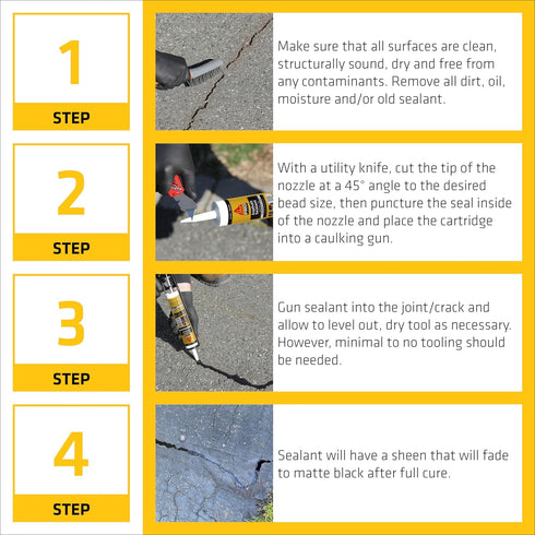 Sikaflex-410 Black Asphalt Sealant, Self-Leveling Hybrid Sealant for Filling Cracks, 9 fl. oz. Cartridge for Driveways,