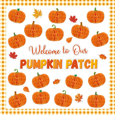 Fall Pumpkin Bulletin Board Set Decorations for Classroom Autumn 3D Thanksgiving Pumpkin Honeycomb Decor