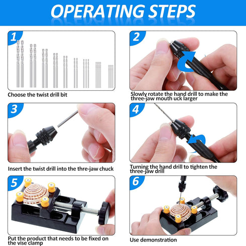 37 Pieces Hand Drill Tool Set, Pin Vise Hand Drill, Mini Twist Drill Bit for Craft Carving Resin DIY Jewelry