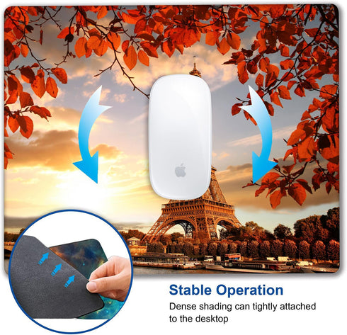 Natural Scenery of Paris Mouse Pad, Customized Mousepad with Non-Slip Rubber Base for Computers Laptop Office Desk
