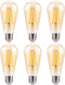 FLSNT 40W Equivalent Dimmable Vintage LED Edison Bulbs, 4W ST19 Amber Glass, 2200K Warm White, 400LM, E26 Base, 6 Pack