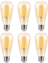 FLSNT 40W Equivalent Dimmable Vintage LED Edison Bulbs, 4W ST19 Amber Glass, 2200K Warm White, 400LM, E26 Base, 6 Pack