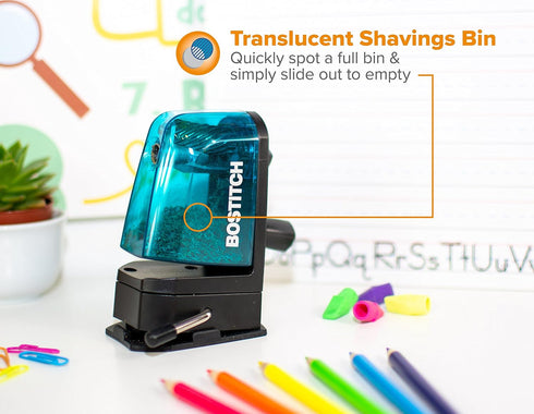 Bostitch Office Multi-Mount Manual Pencil Sharpener, Blue (MPS2-BLUE) - Vacuum or Screw Mount