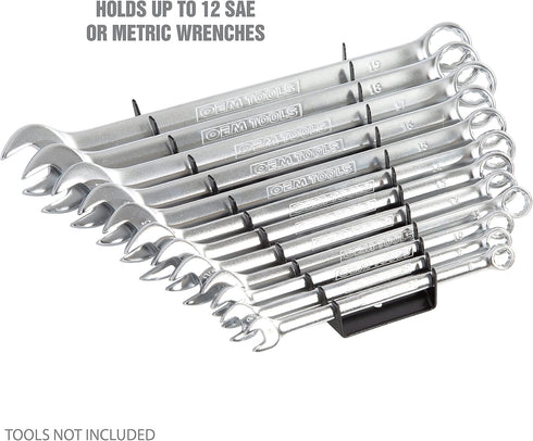 OEMTOOLS 22176 Pro Magnetic Wrench Organizer, 12 Wrench Storage Rail for Tool Boxes