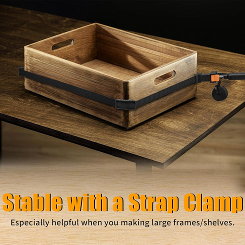 Feekoon Strap Clamps for Woodworking, Quick Release Band Clamps with 4 Corner Claws, Thick and Sturdy Belt Clamps, Adjustable Picture Frame Clamp Tool (1 Pack)