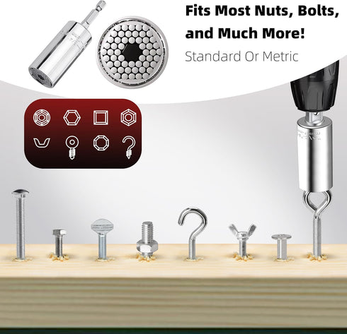 Gifts for Men, Super Universal Socket Tools, Power Drill Adapter, Cool Gadgets for Dad, Fathers Day from Kids, Birthday