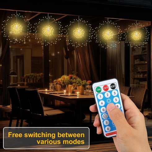 Dofulay 120 8 2 Pack Outdoor Lights Firework LED Waterproof Modes with Remote Wedding Decorative Hanging Lights
