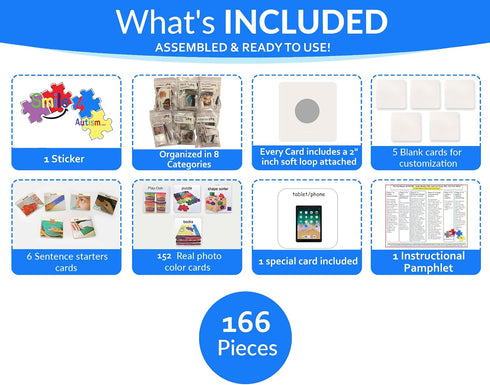 Smile4Autism 166 Loose Visual Picture Cards, Receptive and Expressive Language, Speech Articulation Therapy, ASD, ADD