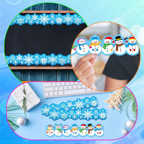 Winter Bulletin Board 78.7FT Cutout Classroom Decor, Snowflake Border, Christmas Holiday Trim