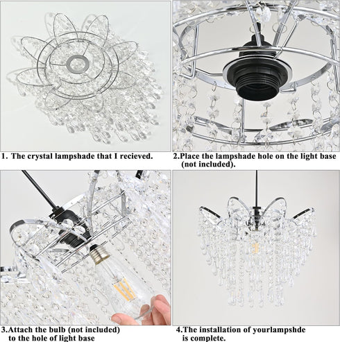 2-Tiers H13.78''X D11.02'' Chandelier Shades, Mini Crystal Shade, Acrylic Beaded Hanging Lampshade, Modern Pendant