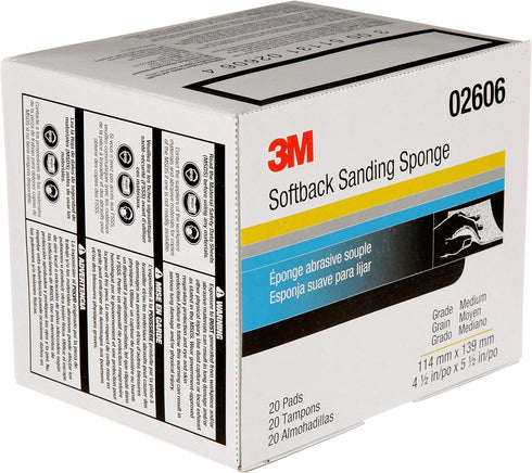 3M 02606, 4 1/2 5 1/2 20 Pack, Softback Sanding Sponge x in, Medium Grit, Fast Cutting