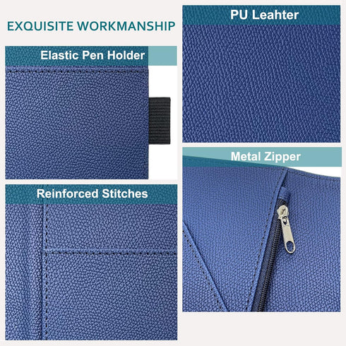 RSAquar Server Book Organizer with Zipper Pocket, PU Leather Restaurant Guest Check Presenters Card Holder