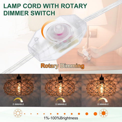 PATIKIL 12 3 Set Feet Lamp Cord with Plug, UL List Lamp Power Cord with Full Range Rotary Lamp Switch Stripped Ends