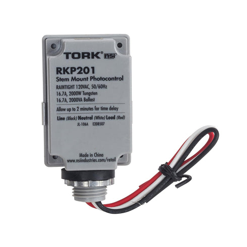NSi Industries TORK RKP201 Outdoor 120-Volt Stem Mount Photocontrol with Light Adjustment Bar for Dusk to Dawn Lighting
