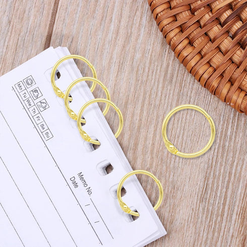 Semrien 120 (1/2", 3/4", 1", 1-1/4", 1-1/2", 2"), Pcs Binder Rings Assorted Sizes Loose Leaf Binder Book Rings, Metal