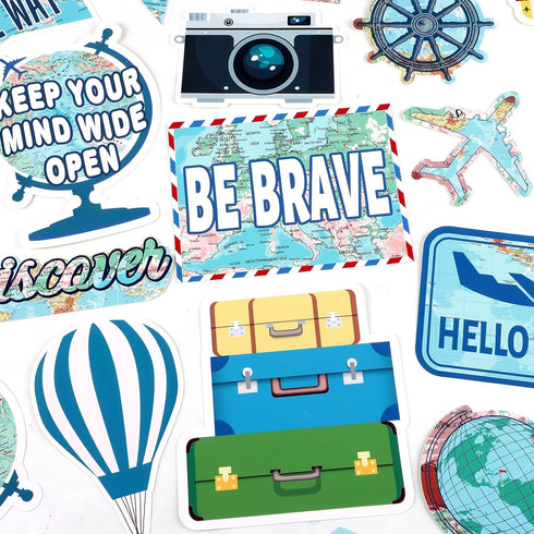 gisgfim Travel the Map Bulletin Board Set - Motivational Sign Cutouts, World Map Adventure Decor for Classroom