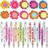 Geyee Flower Theme Sticky Notes and Pens Set, Floral Memo Pads with Colorful Flower Ballpoint Pens for School Gifts