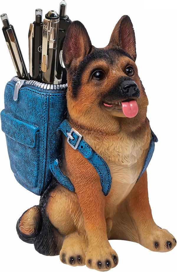 Cute Dog Pen Holder for Desk, Unique Desk Accessories Decor for Home Office School, German Shepherd Gifts for Dog Lovers