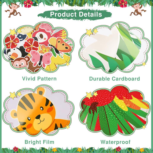 Jungle Animals Bulletin Board Decoration Set, Wild about Learning Cutouts for Kindergarten, Preschool, Elementary Decor