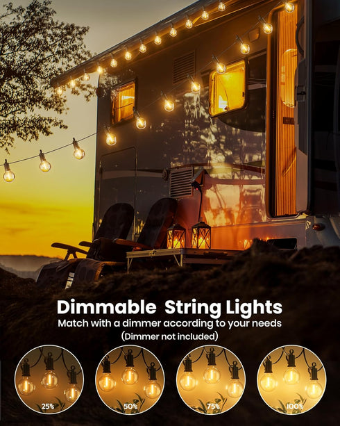 29 G40 13 Bulbs(1 E12 Brightown Outdoor String Lights Feet LED Patio Lights, Plug-in, Plastic Edison Spare), Waterproof