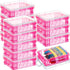 Suzile 12 Pcs Plastic Clear Crayon Box with Lids Stackable Organizer for School Office Supplies