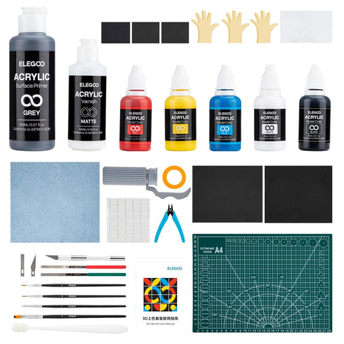 ELEGOO 3D Paint Kit, Multifunctional 3D Printing Models Painting Kit, All-in-One Miniatures