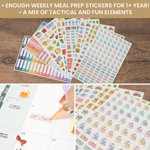 bloom daily planners Meal Planning Stickers - 8 Sheets / 592 Stickers for Menu Prepping and Grocery Shopping