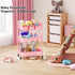 Osivaex 3 Tier Rolling Storage Cart Metal with Wheels, Pink Three Tiered Craft Cart Organizer on Wheels, Utility Carts