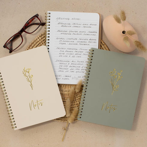 ZICOTO Aesthetic Spiral Notebook Set of 3, Cute College Ruled 8x6 Journal with Large Pockets and Lined Pages
