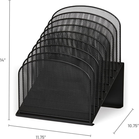 Safco Onyx 8-Tiered Vertical Desk Organizer, Steel Mesh Construction, Black for Home, Office, Classroom & More